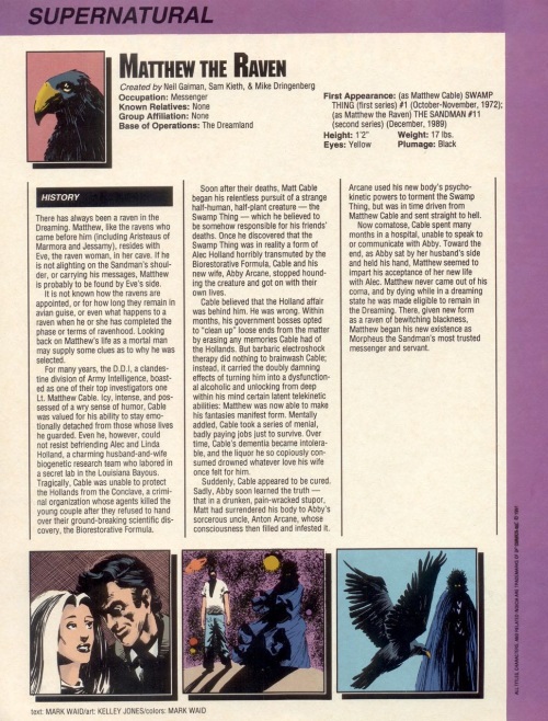 Animal Mimicry (one)-Matthew the Raven-Who's Who in the DC Universe #15