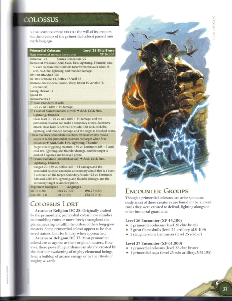 Animate Objects-Colossus-Primordial Colossus-D&D 4th Edition - Monster Manual 2