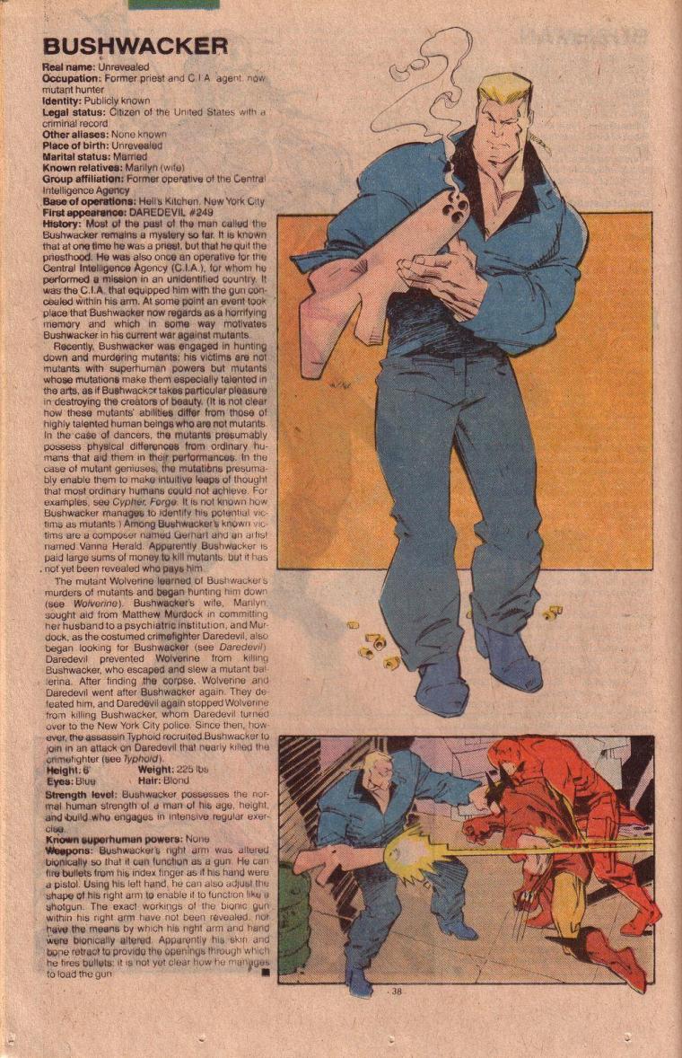 Appendages (firearm)-Bushwacker-Official Handbook of the Marvel Universe V3 #1