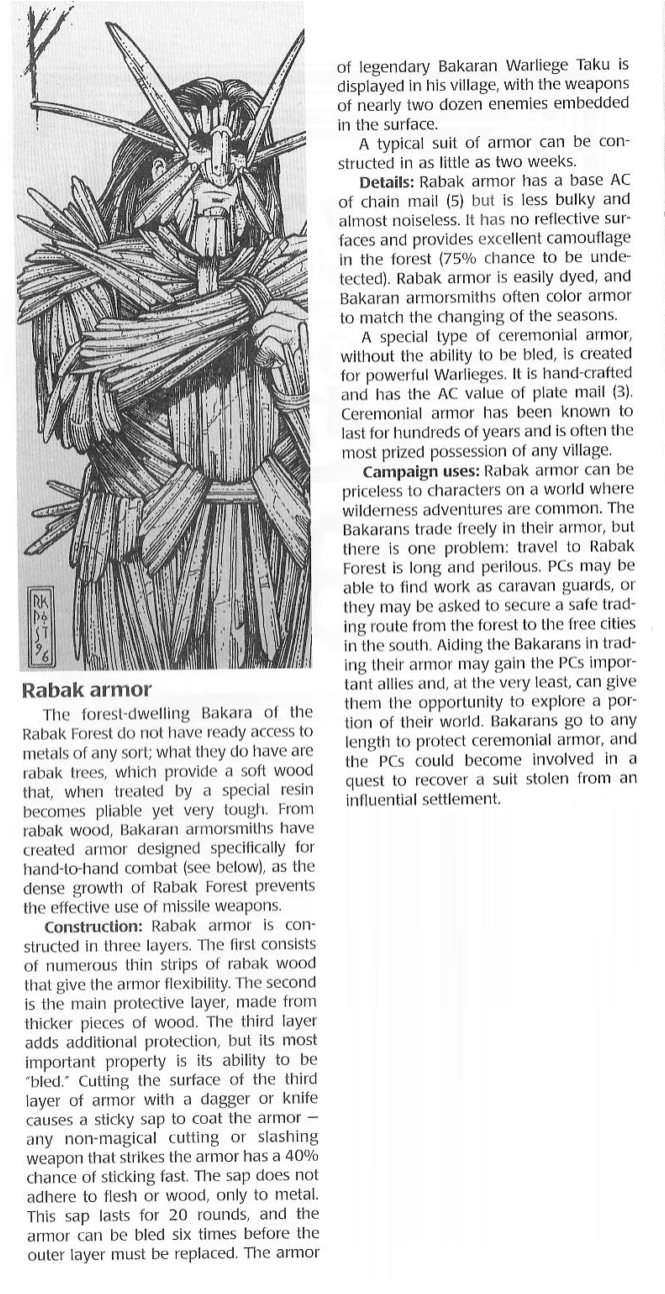 Armor (biological)-D&D-Rabak Armor-Dragon Magazine Annual 1