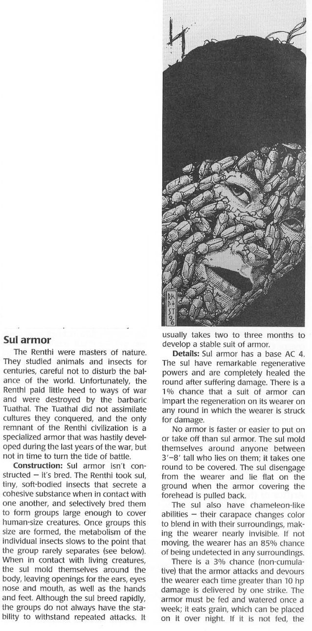 Armor (biological)-D&D-Sul Armor-Dragon Magazine Annual 1