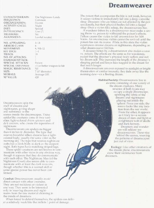 dream-manipulation-dreamweaver-tsr-2166-monstrous-compendium-annual-volume-3