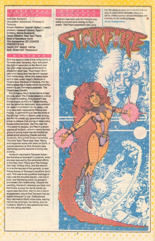 Energy Blasts–Starfire-DC Who's Who V1 #22