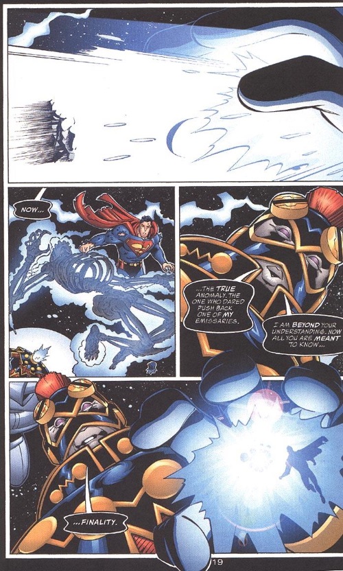 Entropy Manipulation–Imperiex blasts Doomsday-Adventures of Superman #594