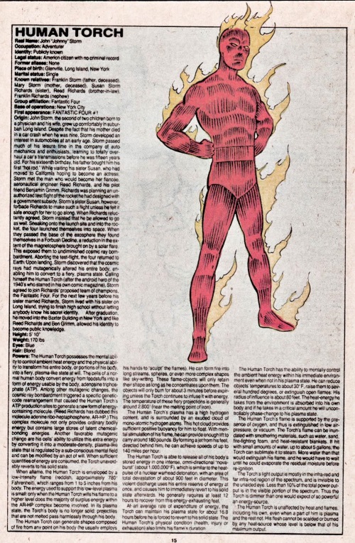 Fire Manipulation-Human Torch-Official Handbook of the Marvel Universe V1 #5