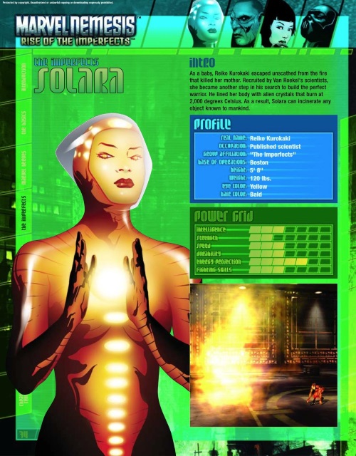 Fire Manipulation-Solara-Marvel Nemesis - Rise of The Imperfects Official Game Guide