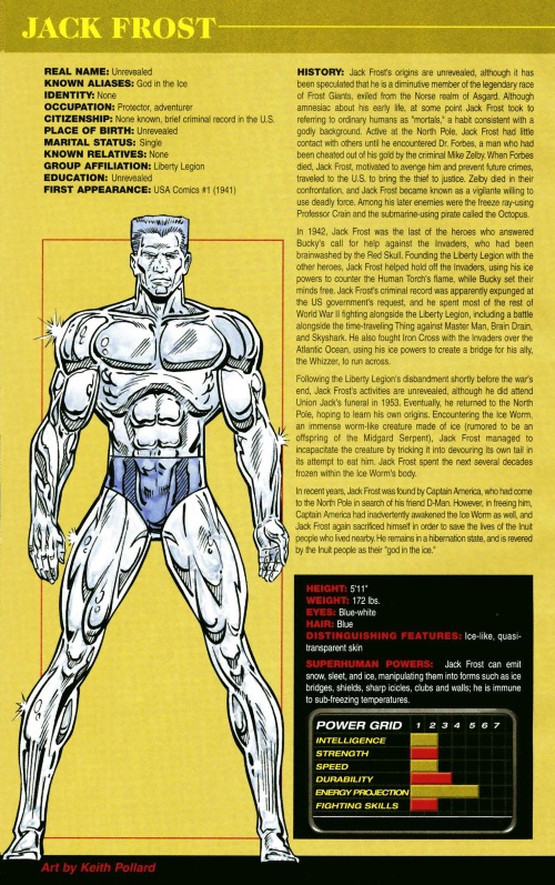 Ice Manipulation-Jack Frost-Official Handbook of the Marvel Universe #1 (2004)