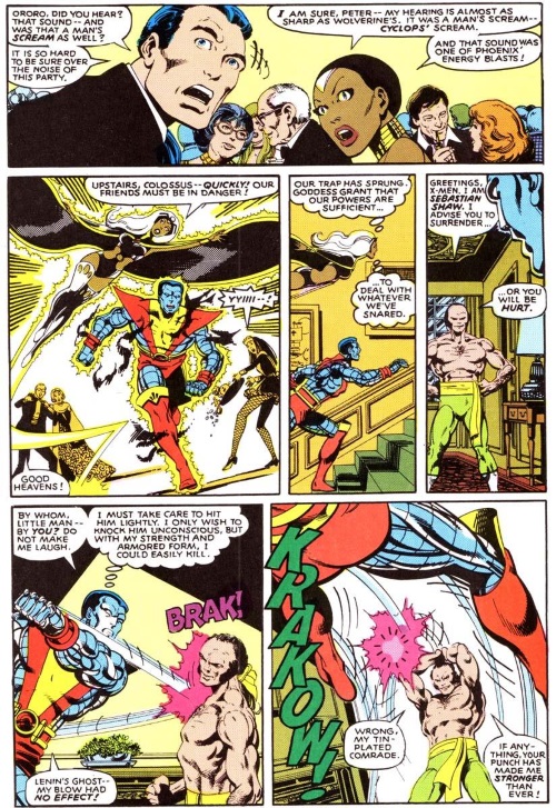 Kinetic absorption–Sebastian Shaw vs Colossus-Uncanny X-Men V1 #132