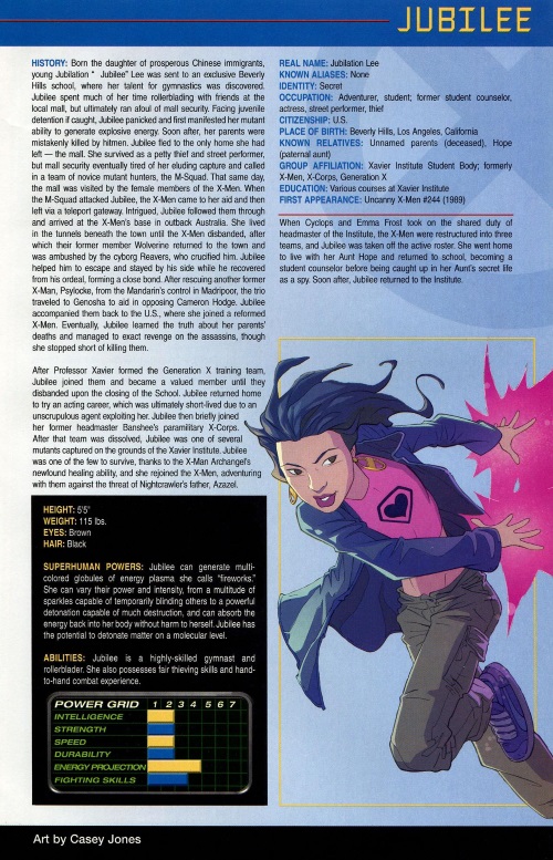 Plasma Manipulation-Jubilee-Official Handbook of the Marvel Universe #1 (2006)