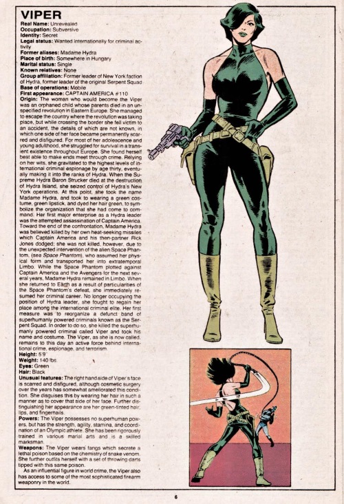 Poison Generation-Viper-Official Handbook of the Marvel Universe V1 #12