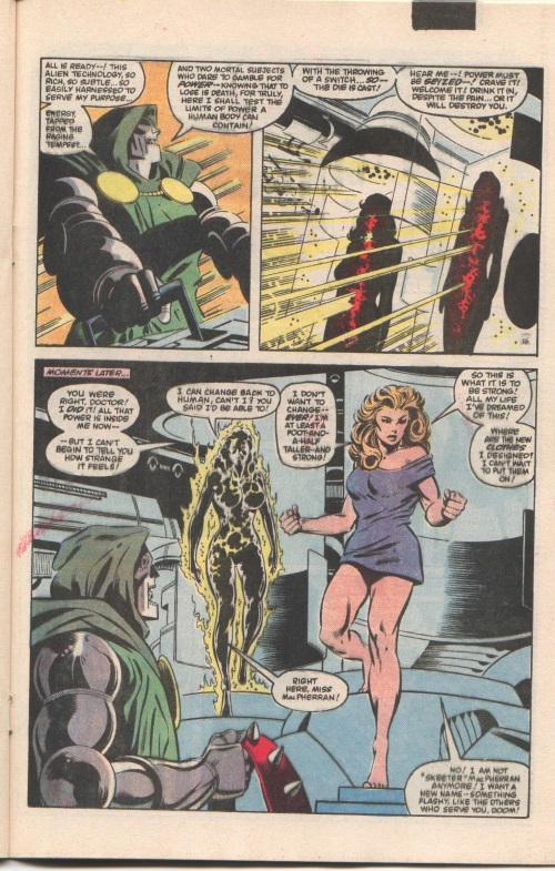 Power Bestowal (persons)–Doctor Doom bestows power to Volcana and Titania- Secret Wars I #3