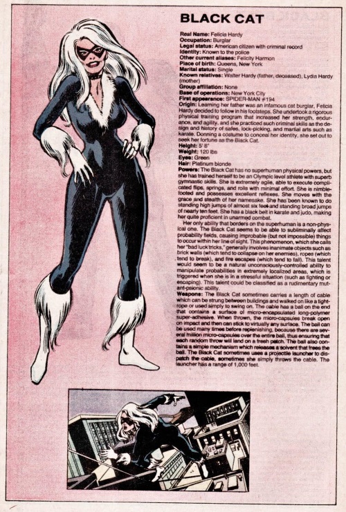 Probability Manipulation (bad)-Black Cat-Official Handbook of the Marvel Universe V1 #2