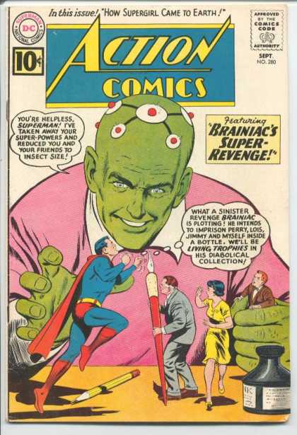 Size Reduction (object)-Brainiac shrinks Super Family-Action Comics V1 #280