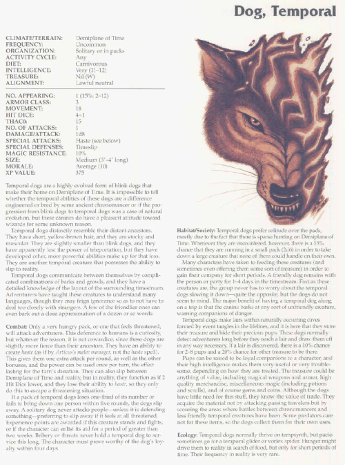 time-manipulation-temporal-dog-tsr-2166-monstrous-compendium-annual-volume-3