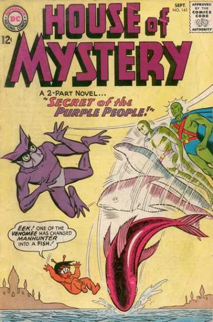 Transmutation (animal)-OS-Martian Manhunter turned into fish-House of Mystery V1 #145