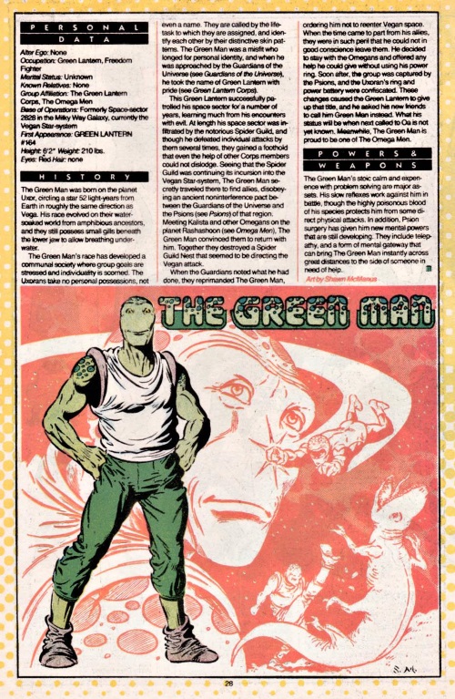Amphibian Mimicry-The Green Man-DC Who's Who #9 (1985)