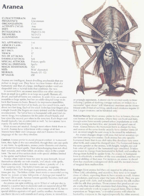 arachnid-mimicry-aranea-tsr-2166-monstrous-compendium-annual-volume-3