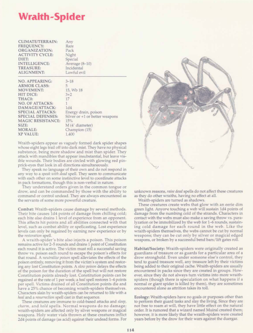 arachnid-mimicry-wraith-spider-tsr-2158-monstrous-compendium-annual-volume-2