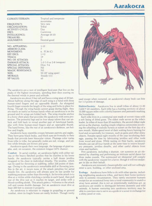 avian-mimicry-aarakocra-tsr-2140a-monstrous-manual