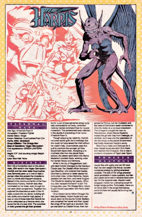 Avian Mimicry-Harpis-DC Who's Who #10 (1985)