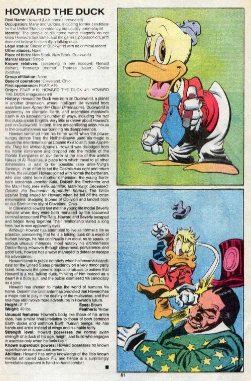 Avian Mimicry-Howard the Duck-Official Handbook of the Marvel Universe V2 #5