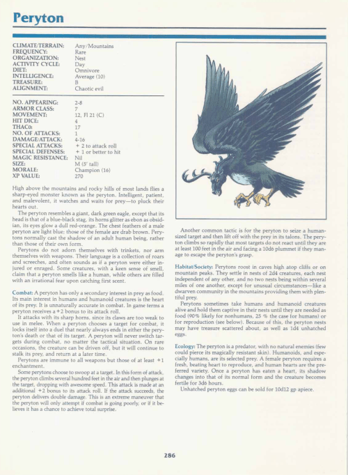 avian-mimicry-peryton-tsr-2140a-monstrous-manual