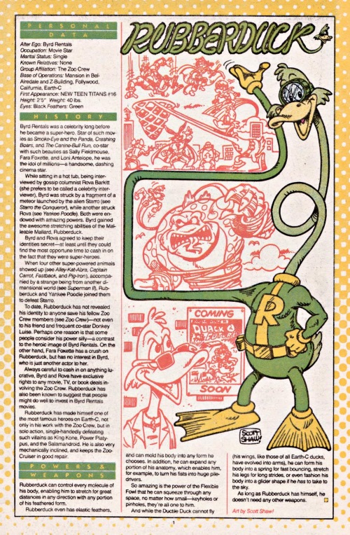 Avian Mimicry-Rubberduck-DC Who's Who #20 (1986)