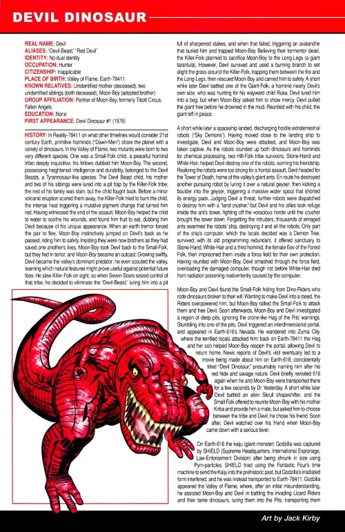 Dinosaur Mimicry-Devil Dinosaur-Marvel Pets Handbook #01