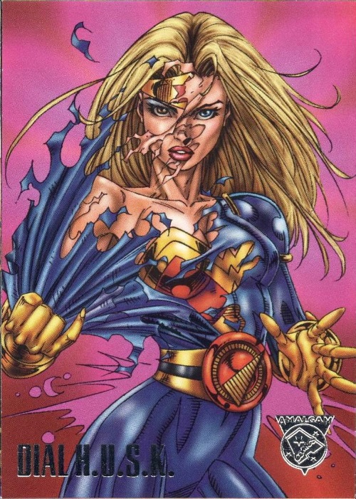Merging (universes)-Dial H.U.S.K.-Amalgam trading cards