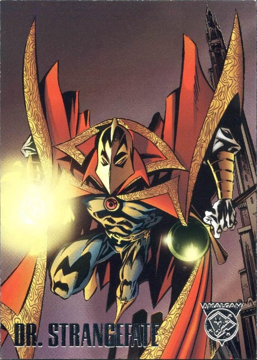 Merging (universes)-Dr. Strangefate-Amalgam trading cards