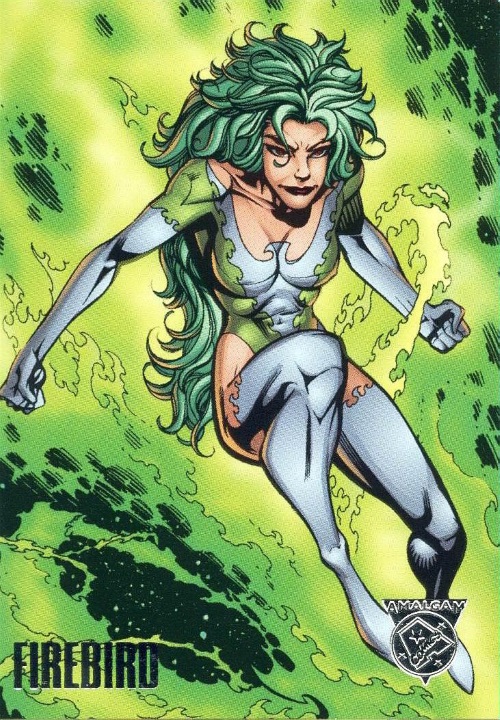 Merging (universes)-Firebird-Amalgam trading cards