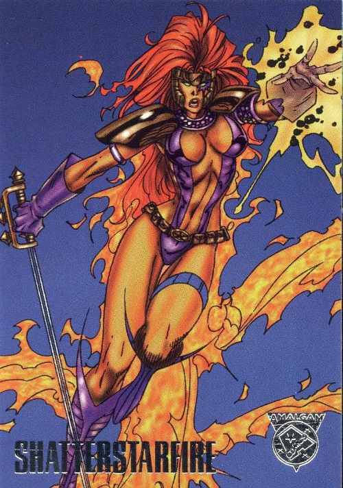 Merging (universes)-Shatterstarfire-Amalgam trading cards