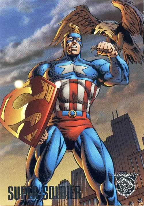 Merging (universes)-Super-Soldier-Amalgam trading cards