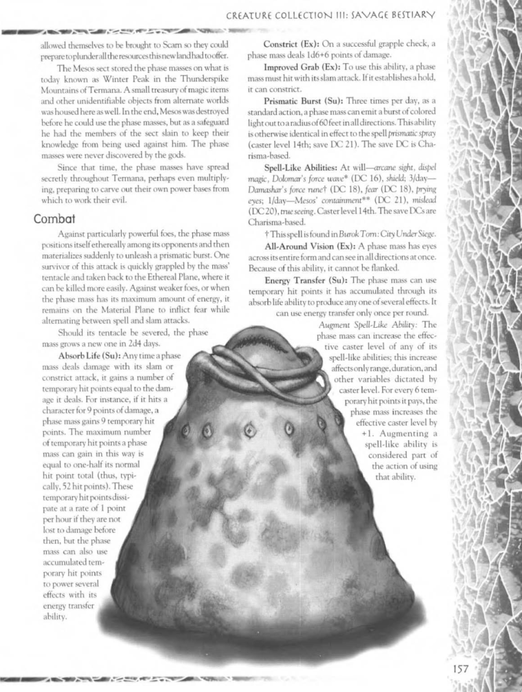 Energy Absorption-D&D-Phase Mass-Creature Collection III. Savage Bestiary