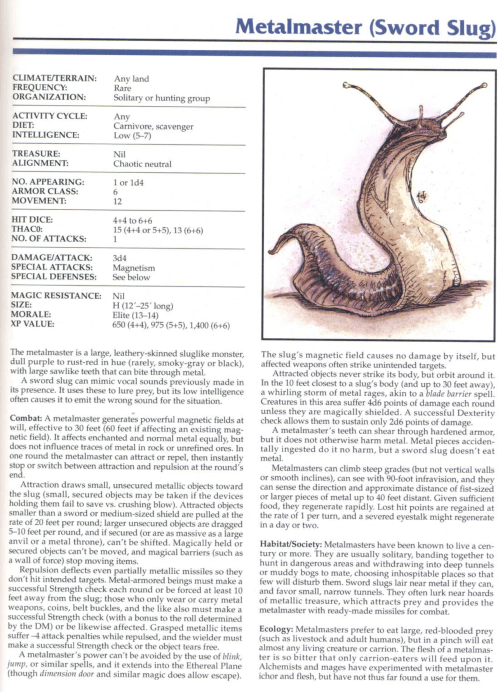 gastropod-mimicry-metalmaster-sword-slug-tsr-2145-monstrous-compendium-annual-volume-1
