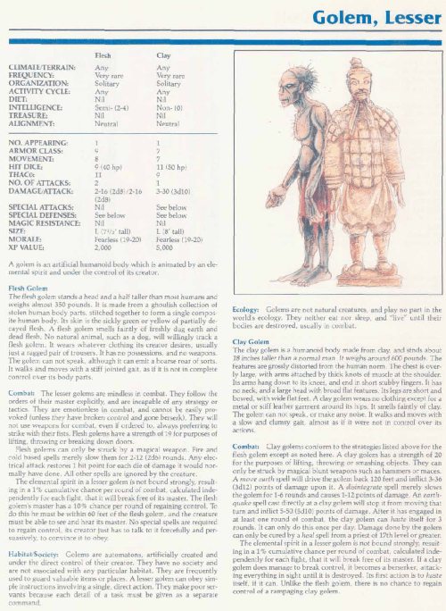 golem-mimicry-lesser-golem-tsr-2140a-monstrous-manual
