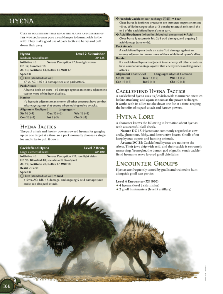 Hyena Mimicry-D&D-Hyena-D&D 4th Edition - Monster Manual 1
