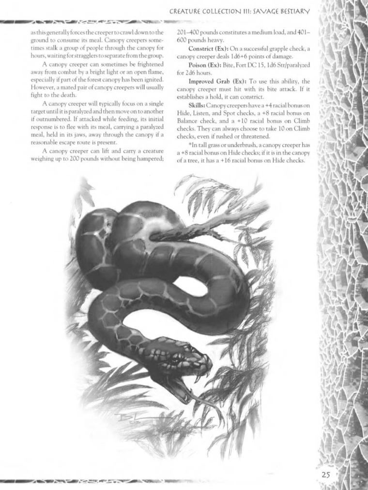 Snake Mimicry-D&D-Canopy Creeper-Creature Collection III. Savage Bestiary