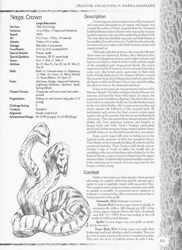 Snake Mimicry-D&D-Crown Naga-Creature Collection II. Dark Menagerie