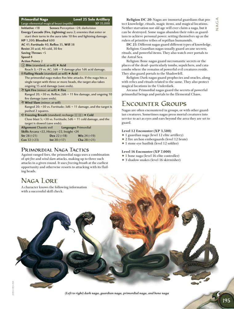 Snake Mimicry-D&D-Primordial Naga-D&D 4th Edition - Monster Manual 1