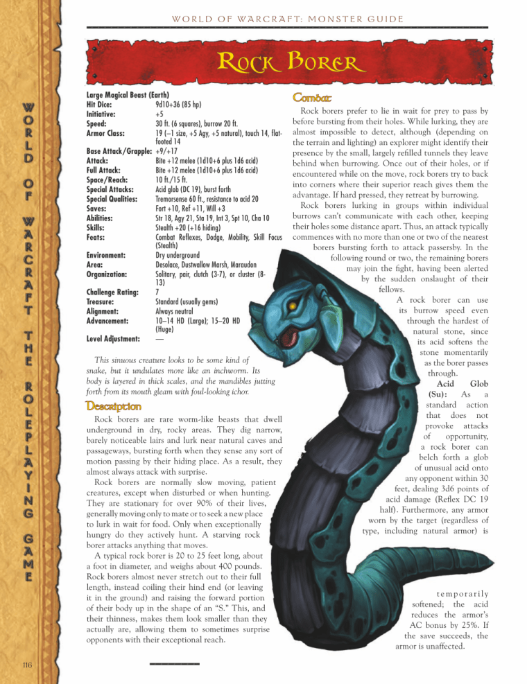 Worm Mimicry-WOW-Rock Borer-World of Warcraft Monster Guide