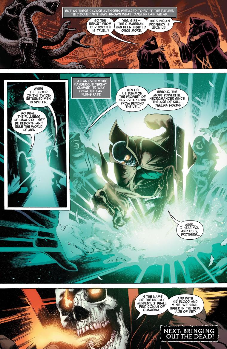 376) Resurrection (others)-Thulsa Doom is resurrected by his minions in Savage Avengers #2 (Marvel)